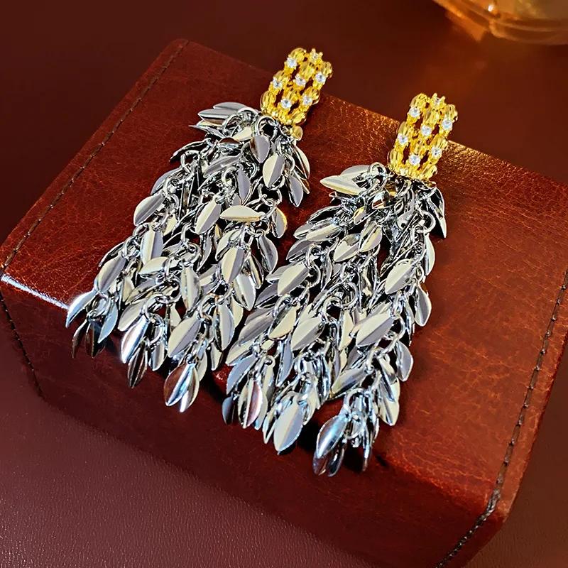 

Позолоченные циркониевые серьги в виде пшеничных колосьев для женщин, кисточки для ушей, персонализированные модные серьги-капли, универсальный циркон высокого класса