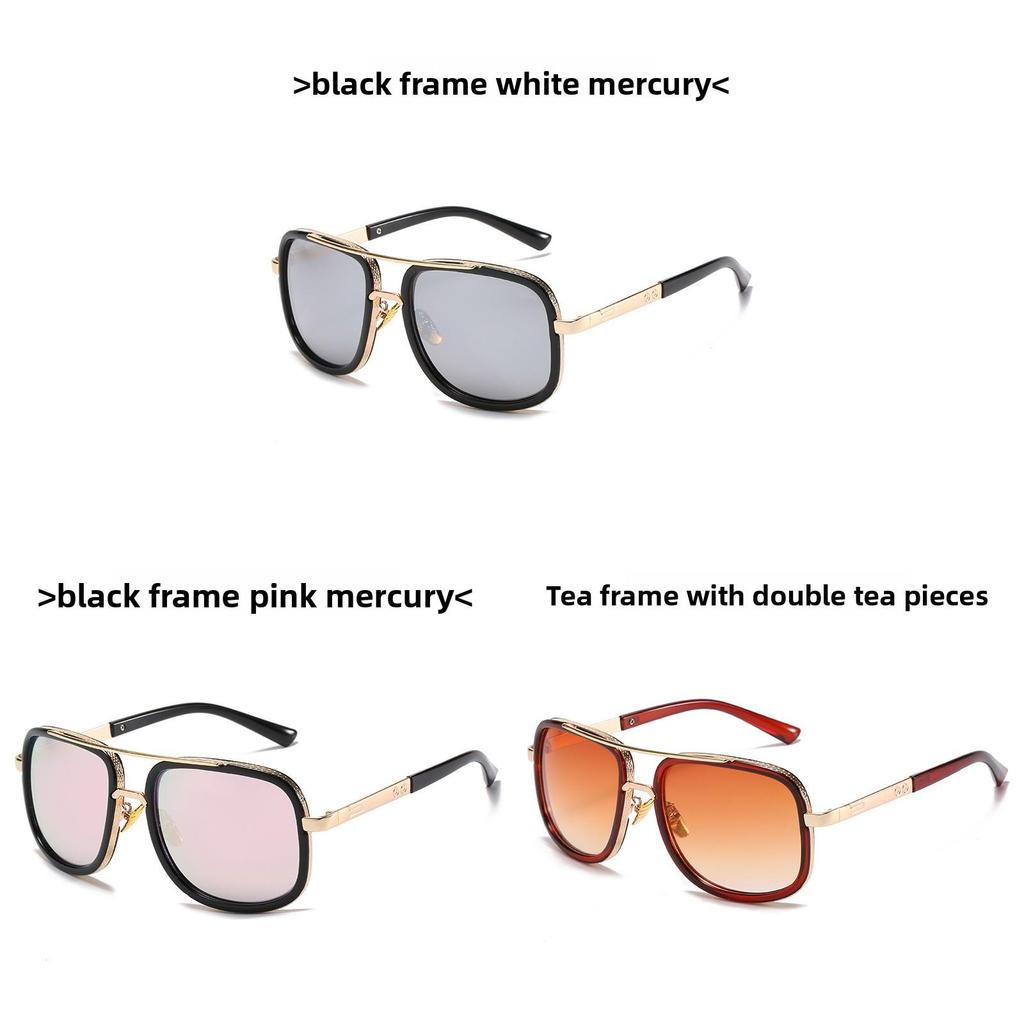 Metal Frame Square Sunglasses With Uv400 Protection For Outdoor Fashion And Parties