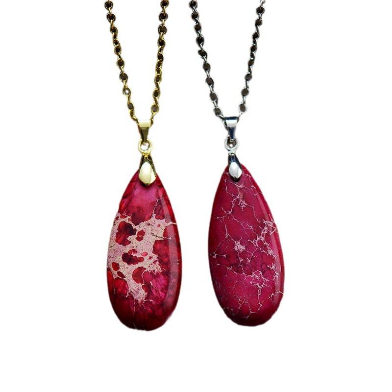 High-Quality Popular Jewelry For Emperor Stone Water Drop-Plated 18K Gold Chain Pendant Necklace