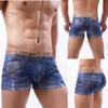 Herren 3D Faux Denim Print Boxer Briefs, Baumwollunterwäsche Trendy Trunk.