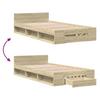 Bed Frame with Drawer Sonoma Oak 75 x 190 cm Particleboard
