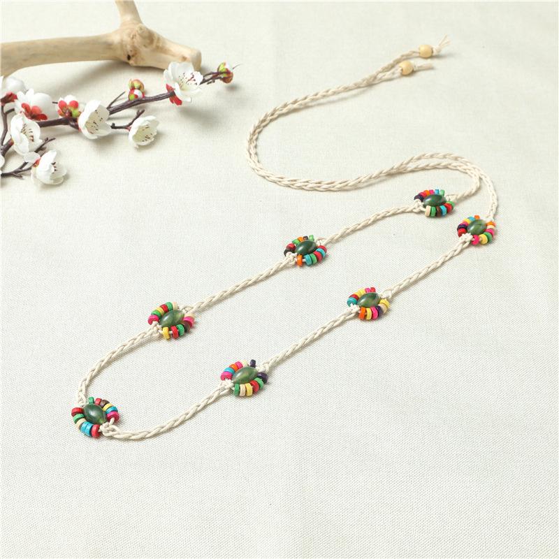 Ethnic Style Women's Belt, European and American Style DIY Braided Belt, Acrylic Turquoise, Braided Women's Waist Chain