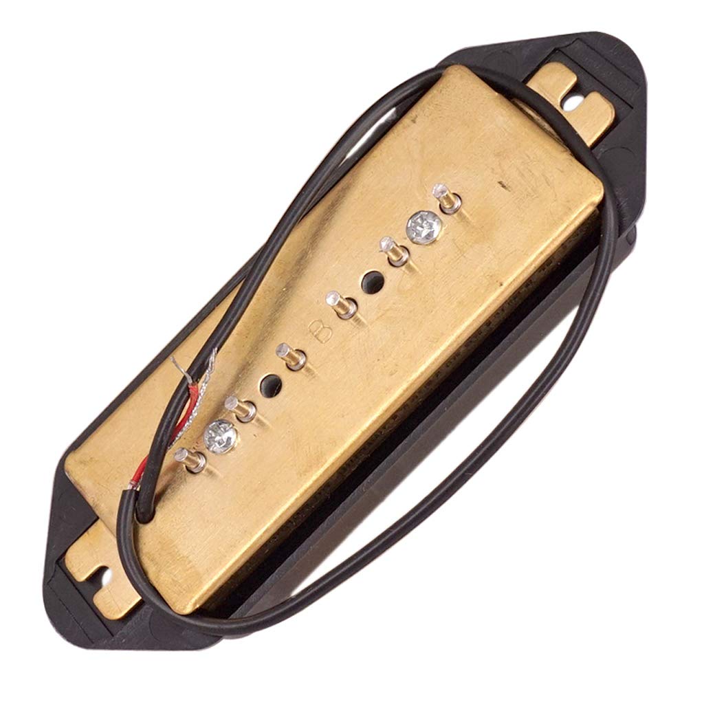 P90 Dog Ear Style Single Coil Pickups Guitar Pickups (Neck  Bridge) For Epi Lp Electric Guitar Silveryellowbk 5052Mm