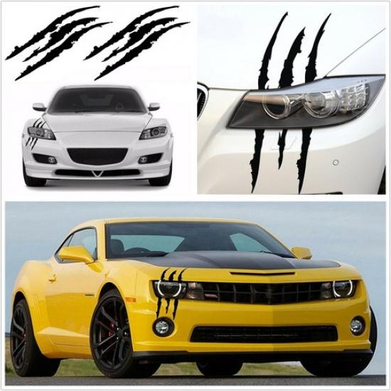 

2X Black Vinyl Eye Catching Claw Marks Decal Sticker Waterproof For Car Headlamp