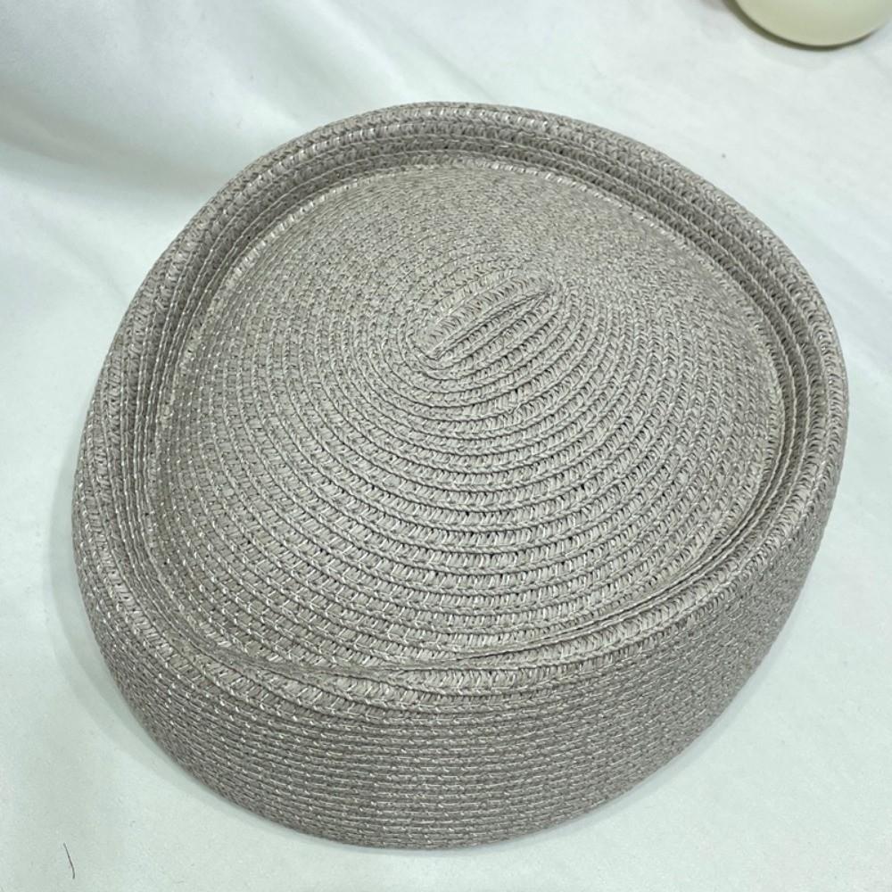 

Elegant Flight Attendant Hat Teardrop Vintage Sun Hat Women Straw Beret Hat Wedding Party серый