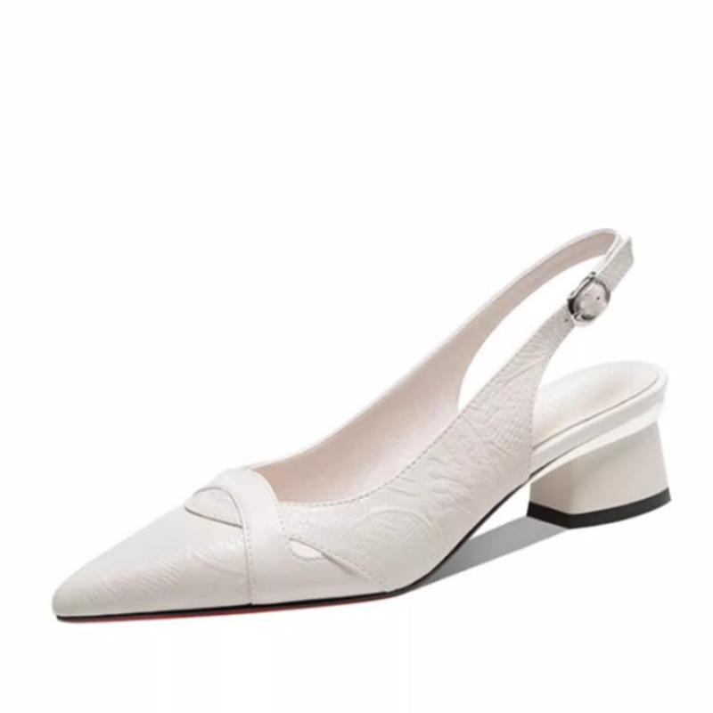 Pointed Toe Sandals for Women with a French Style Thick Heel and Retro High Heels for Women