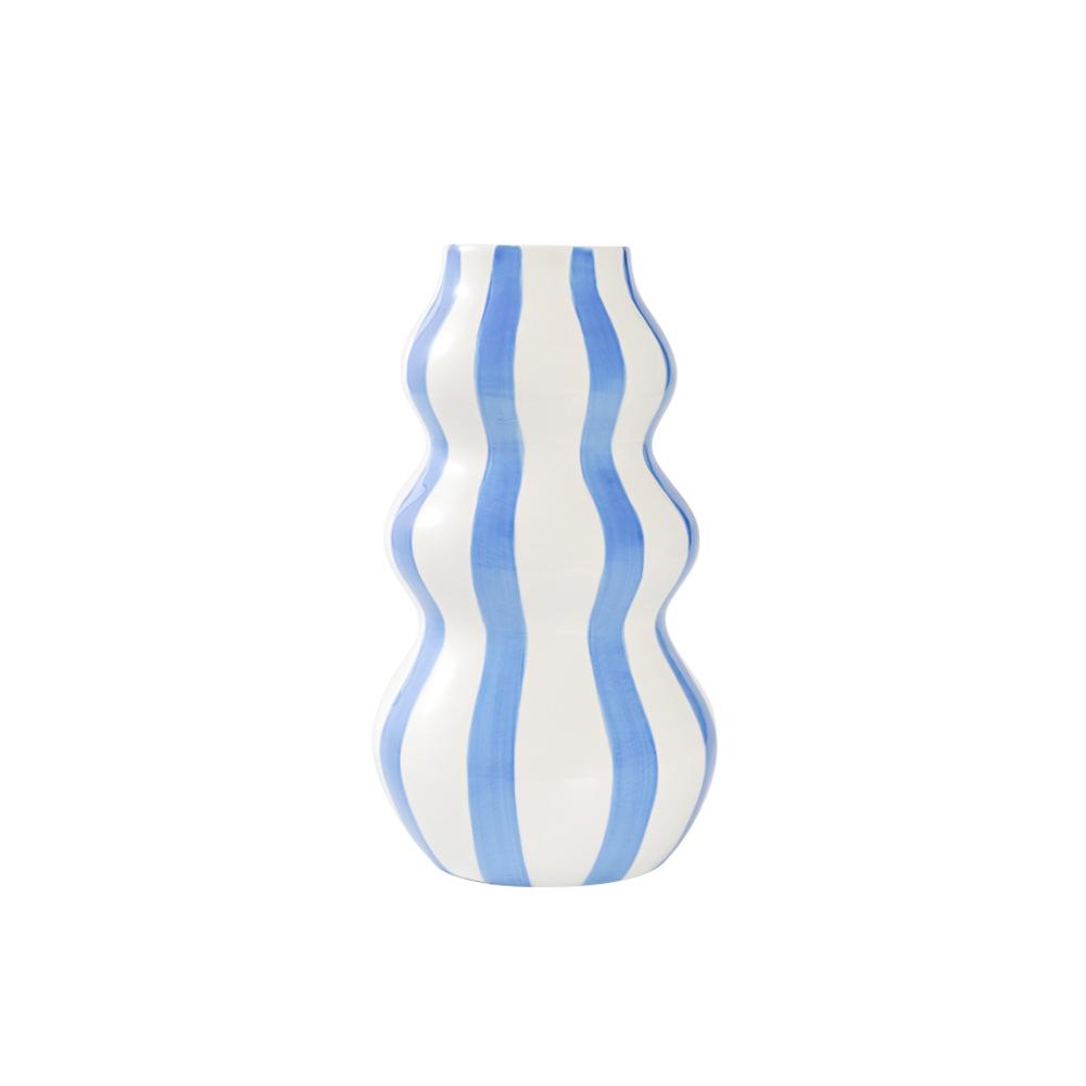 Vase Céramique Minimaliste Nordique à Rayures - Ornement Peint à la Main pour Arrangements Floraux Créatifs dans Décoration d'Intérieur Haut de Gamme.