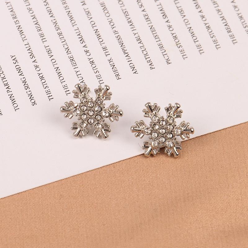 

Зимние серьги-пусеты в виде снежинок из сверкающего циркона - Женские элегантные рождественские украшения 622