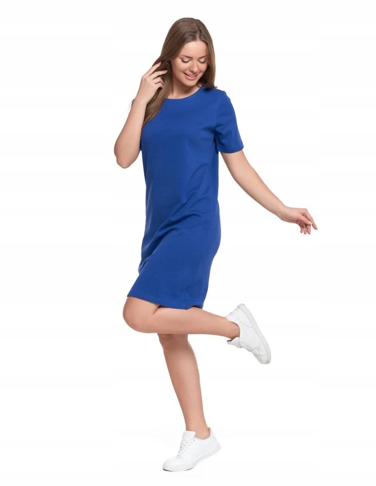 Women's Cotton Dress Short Sleeve Above Knee Comfortable MORAJ M NAVY