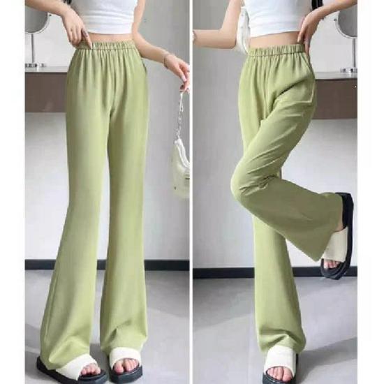 

Women s High-Waisted Ice Silk Wide-Leg Pants - Slimming, Plus Size, Loose Fit, Casual Summer Trousers L (80-110 jin) зелёный