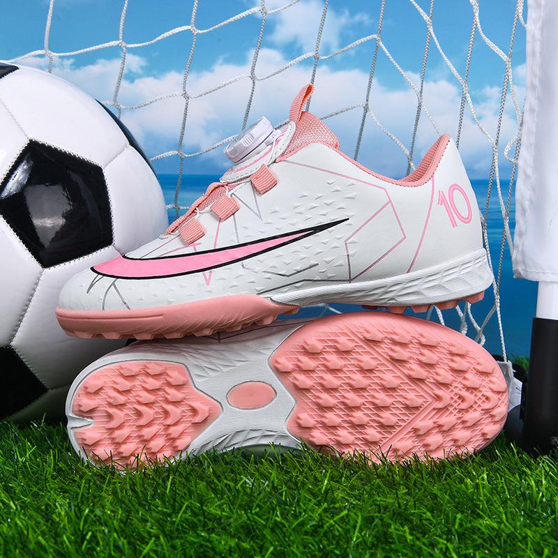2025 New Children's Broken Nails Rotating Buckle Football Shoes Boys and Girls Primary School Students Training Shoes Artificial Grass Game Shoes