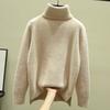 Sweater for Women Autumn Winter Solid Color Thickened High Neck Warm Knitted Stretchy Long Sleeve Tops