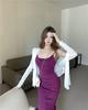 Suspender dress women's medium and long spring new design sense niche skirt slim hip skirt long dress sweet hottie