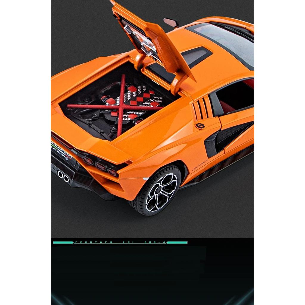 1/24 Lambos Countach LPI800-4 Supercar Alloy Model Diecast Sound Super Racing Lifting Tail Hot Car Wheel Gifts