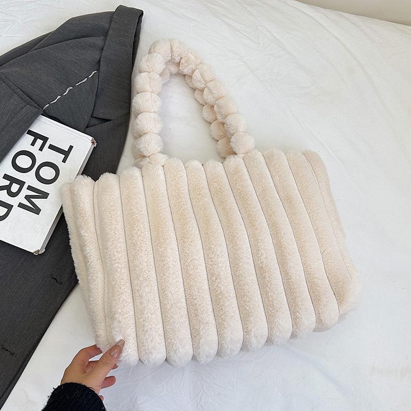 Plush Bag, Simple Commuting Shoulder Bag, New Casual Portable Tote Bag, Commuting To Work, Fashionable and Textured Women's Bag