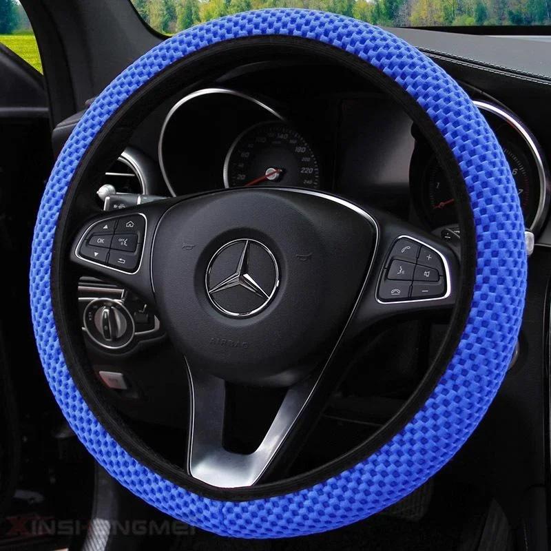 Universal Car Steering Wheel Cover Microfiber Leather Protection Cover Anti Slip Breathable for 37-38cm Steering Wheel Protector