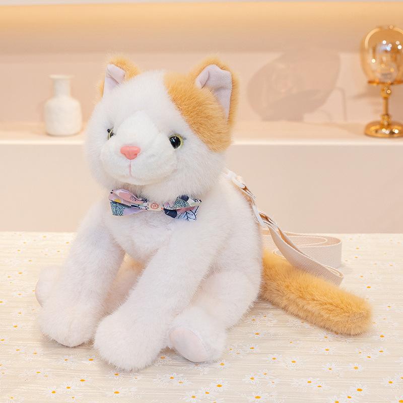Cute Simulation Kitten Doll Plush Toy Cat Bag Girls Messenger Bag Children Soothing Doll