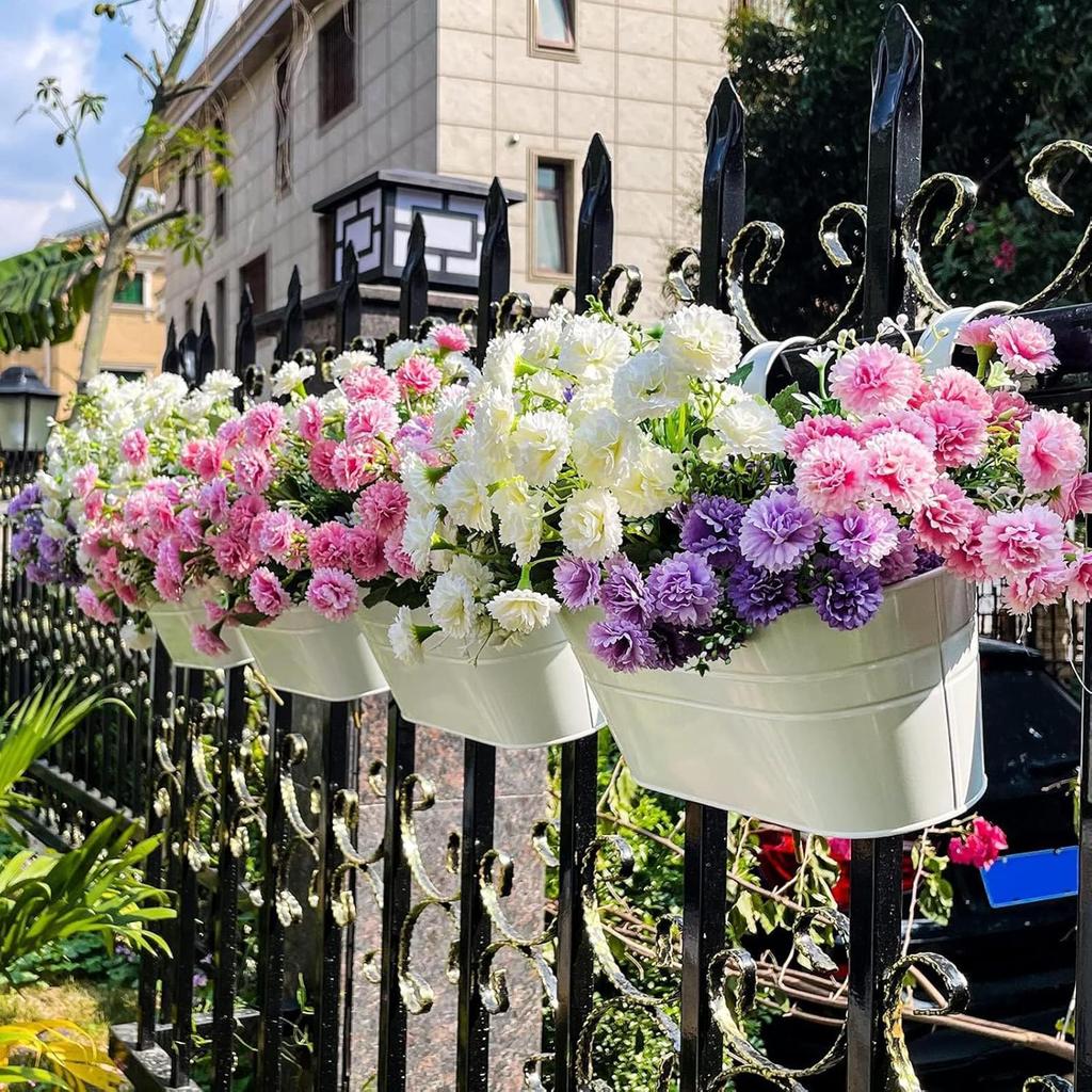 27cm Hangable Flower Pot Fence Hanging Flowerpot With Detachable Hook Metal Iron Plant Pot Holders Double Hook Hanging Flowerpot