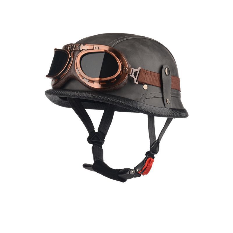 Pedal German Steel Helmet Cruise Retro Half Helmet Harley Men Motorcycle Helmet Motorcycle Floating Helmet Soldier Steel Helmet Leather Helmet
