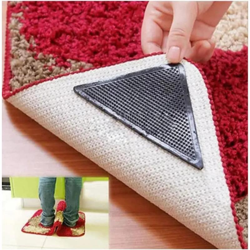 8Pcs Triangle Washable Rug Gripper Anti-Slip Reusable Rubber Mat Non Slip Patch Tape For Tile Floors Carpets Corners Pad