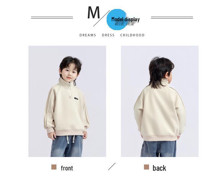 Boys' Comfortable Korean-Style Casual Half-Zip Sweatshirt - Autumn Trend Fashion