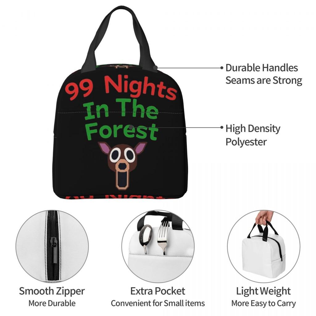 99 Nights In The Forests Thermal Insulated Lunch Bags for Travel Video Games Portable Bento Box Thermal Cooler Lunch Box