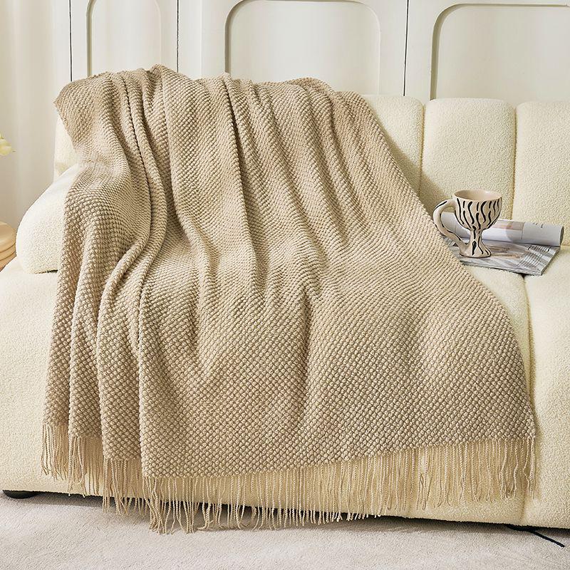 G5Z Luxuriöses Wollsofa & Nickerchen-Decke - Einfarbige, Ins-Stil, Schal-Überwurf, Bettende-Dekoration