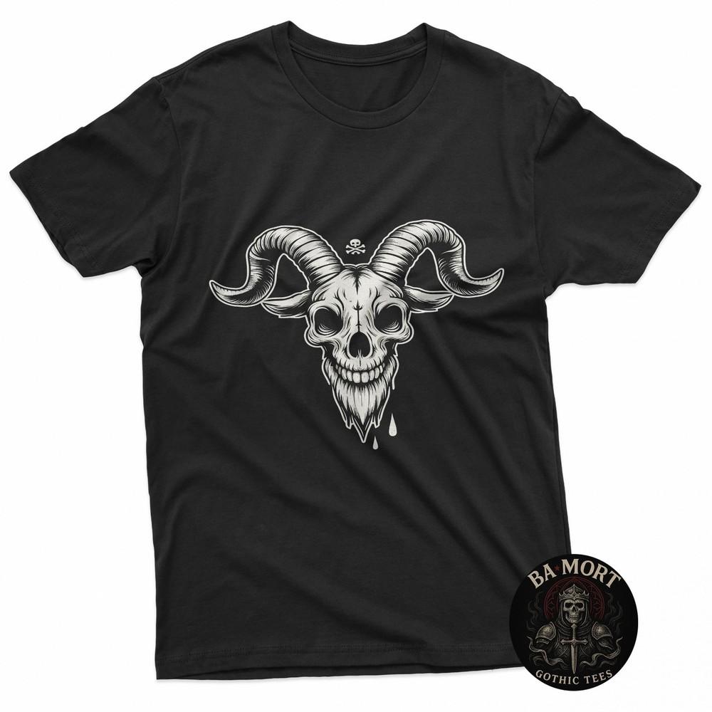 Heavy Metal Goat Skull Graphic Tee TShirt Unisex T-Shirt M