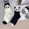 European Niche Socks, Black And White Color-Blocked Cow Three-Dimensional Panda Trend Sports, Wear Pure Cotton Mid-Leg Socks