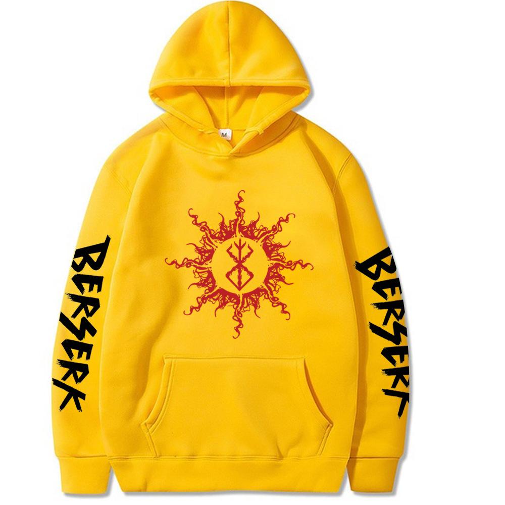 Berserk Logotyp Hoodie Herr- och Dam- Harajuku Pullover Streetwear Unisex Toppar Oversize Höst Vinter Tröja