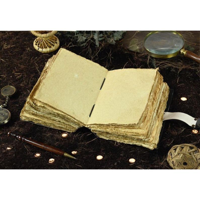 Tree of Life Leather Grimoire Journal: Blank Book of Shadows