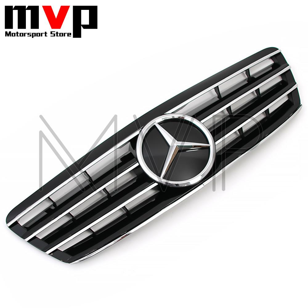 Chrom Schwarz Sport Style Front Rennsportgrill Mit 3D Stern Emblem Logo Für Mercedes Benz C-Klasse W203 2001-07 C200 C240 C320 C350 WE5