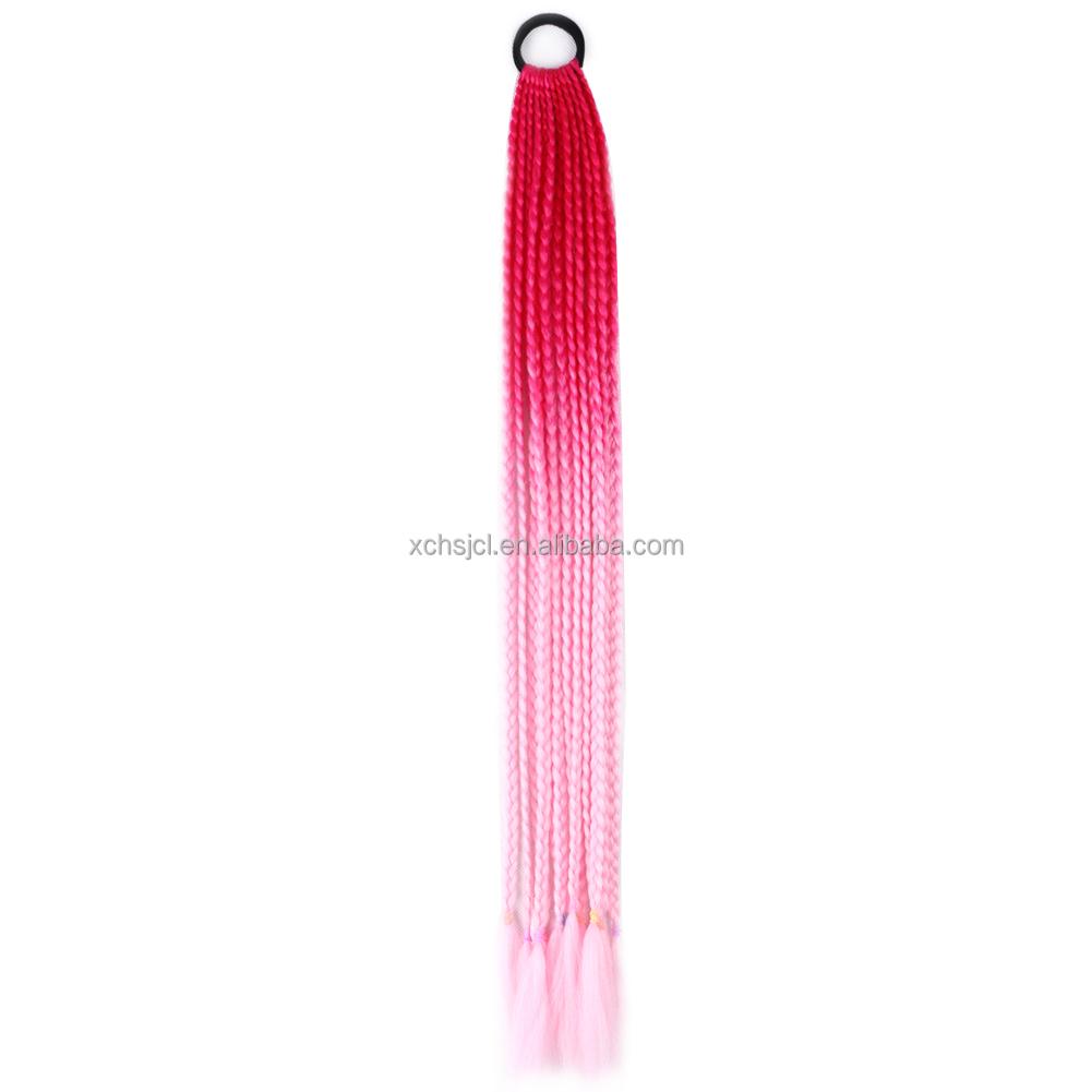 Ponytail With Hair Rubber Bands Long Box Crochet Synthetic Hair Piece Ombre Braiding Hair Extensions Braid
