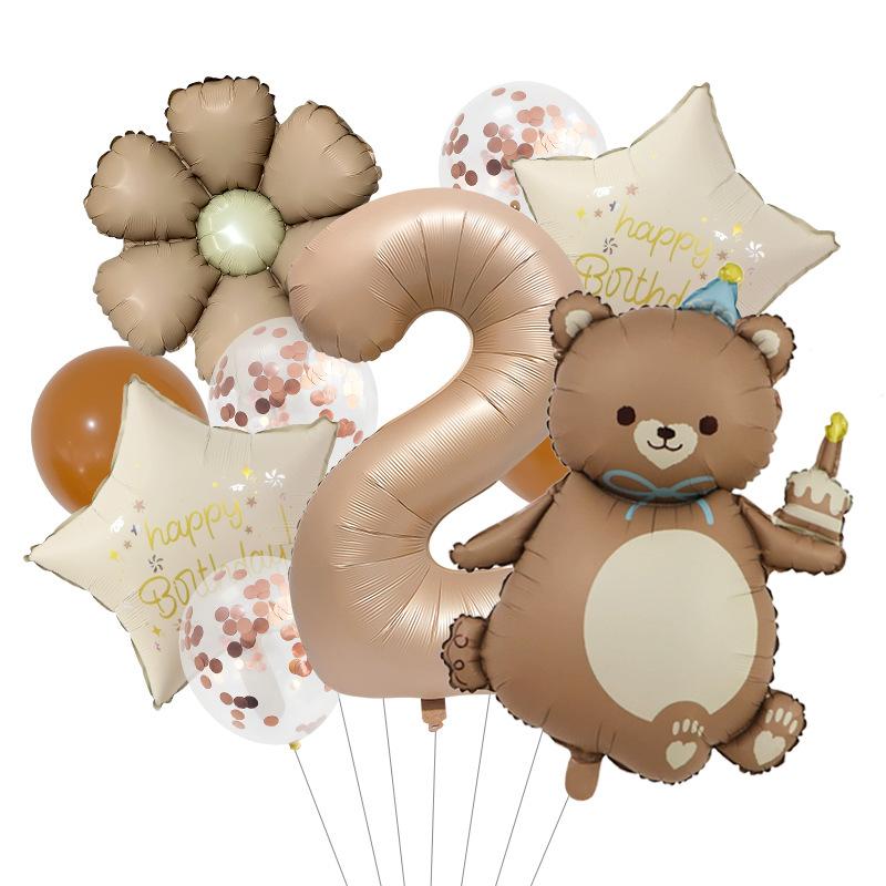 Cake Bear Birthday Hat Aluminum Film Balloon Party Background Props Daisy Birthday Kindergarten Digital Arrangement
