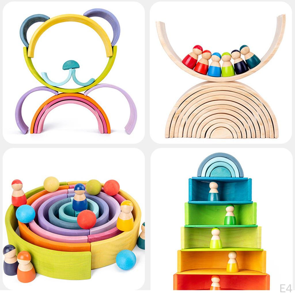 1 Rainbow Building Blocks Wooden Puzzle Toy Set