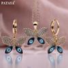 PATAYA Butterfly Style Angel Eyes Artificial Zircon Earring Necklace Combination Set