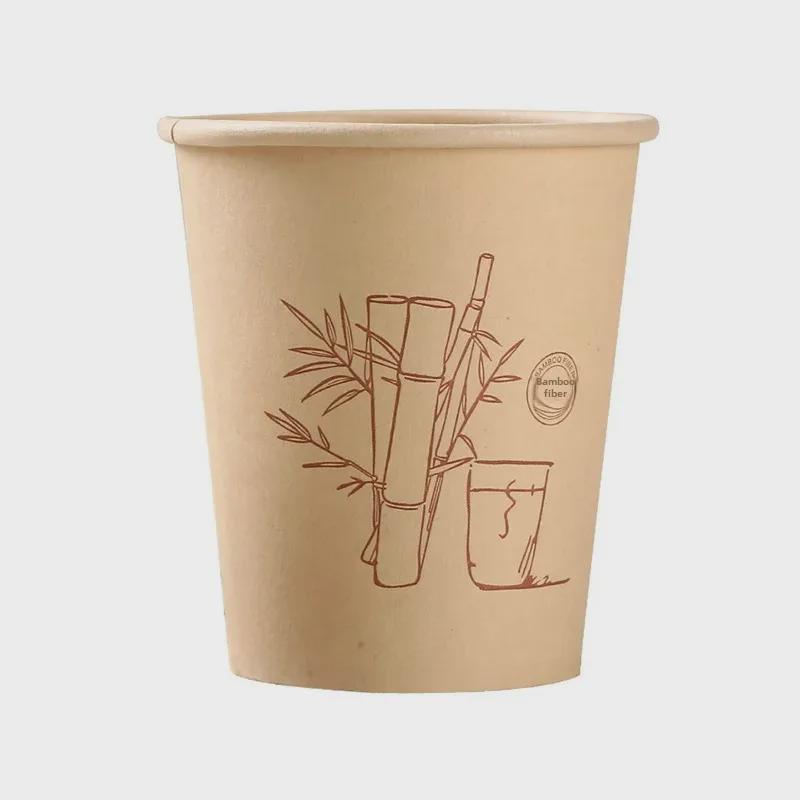 Papírové kelímky z přírodního bambusového vlákna, jednorázové, potravinářské kvality, 50-balení