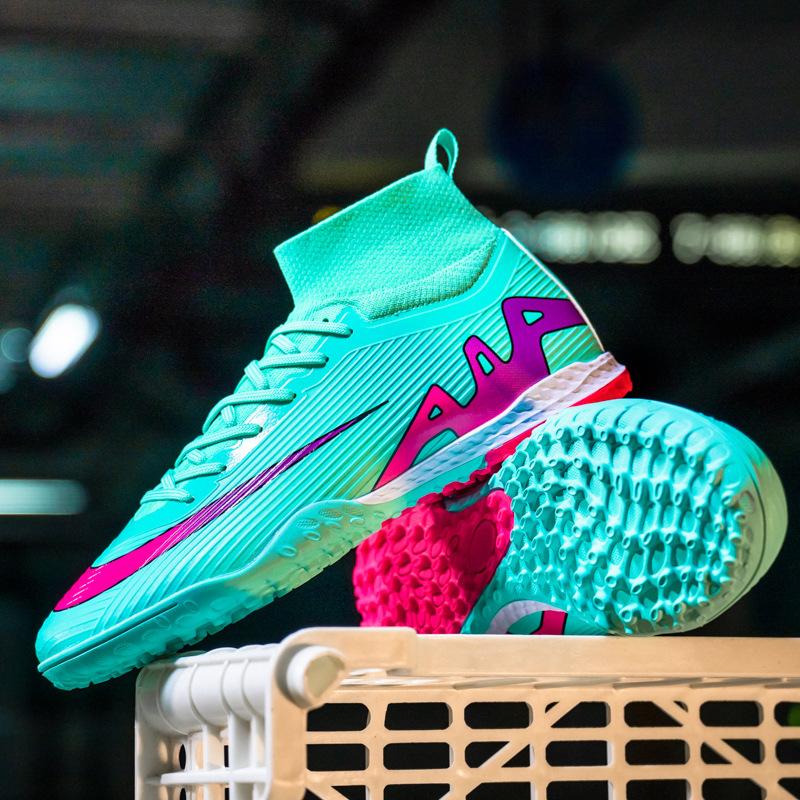 Pink football shoes men's new long nails youth sports training shoes grass broken nails training game shoes