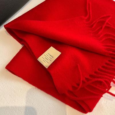 Red Wool Scarf Women's Winter Versatile Red New Solid Color Fashion Warm Cashmere Scarf Tide