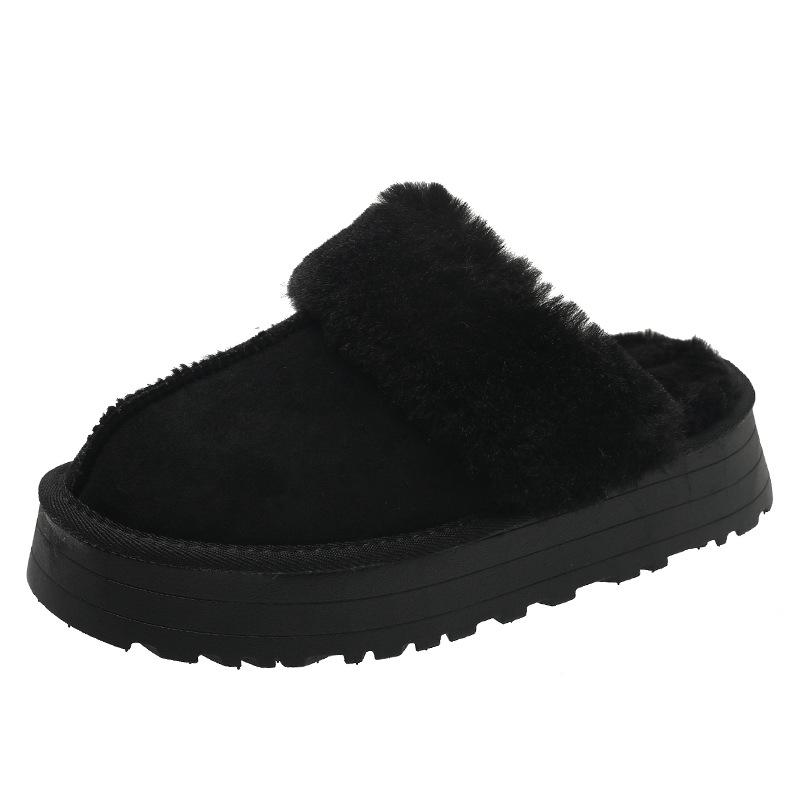 Snow Boots Women's Fashion Fluffy Slippers 2025 Autumn and Winter New Korean Version Comfortable and Warm Thick-bottomed Lazy Bag Head Slippers