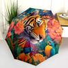 Tiger Parrot  Pattern, Automatic Folding Umbrella, Portable and Foldable Design, 8 Ribs, a Christmas or Birthday Gift.