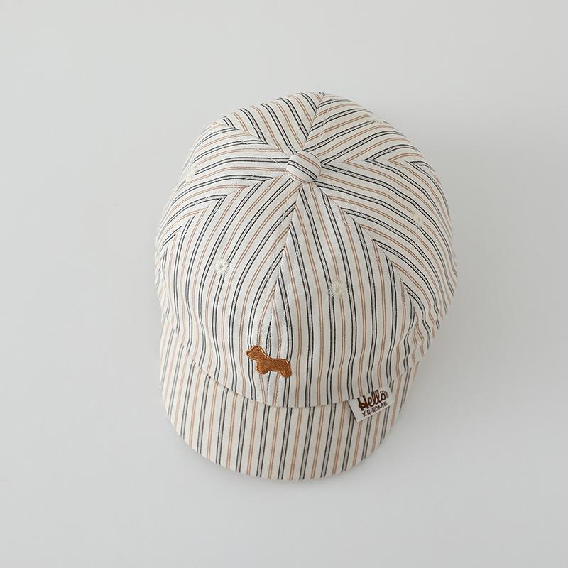 Personalized Striped Puppy Toddler Baseball Cap - Windproof Sun Protection for Spring & Fall