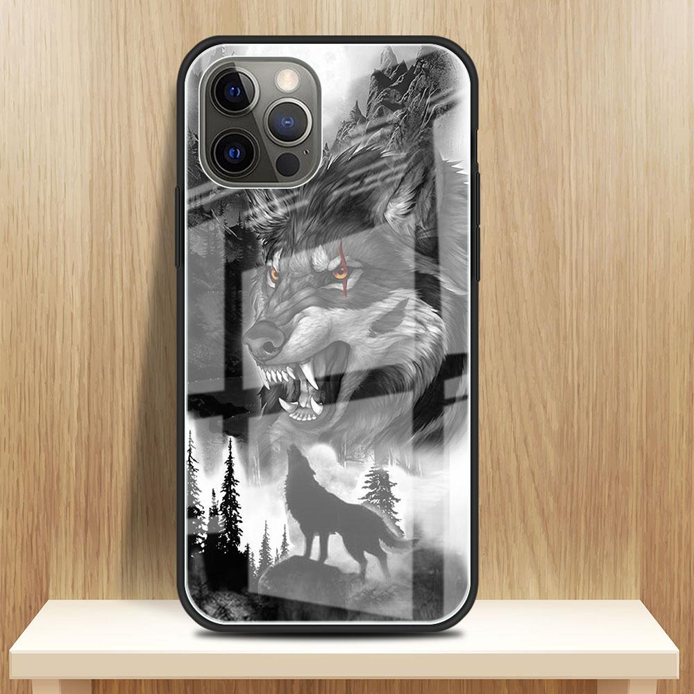 Wolf Dog Cat Bird Lion Tiger Animal Glass Case For Apple iPhone 14 13 Pro 11 12 7 8 Plus SE 2022 XR X XS Max 6 6S Phone Cover
