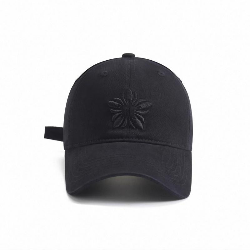 Sunflower Embroidered Baseball Cap For Women Spring Summer Adjustable Sun Protection Black