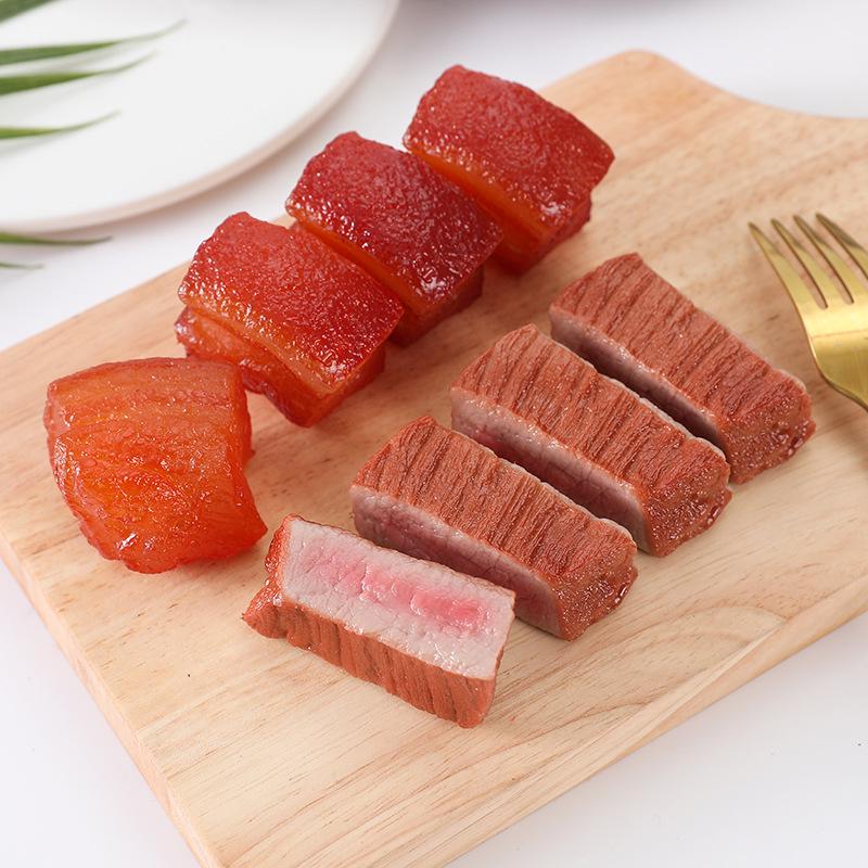 Dongpo Pork Model Keychain: Braised Pork, Beef Cubes, & Faux Streaky Pork Props for Kitchen Decor