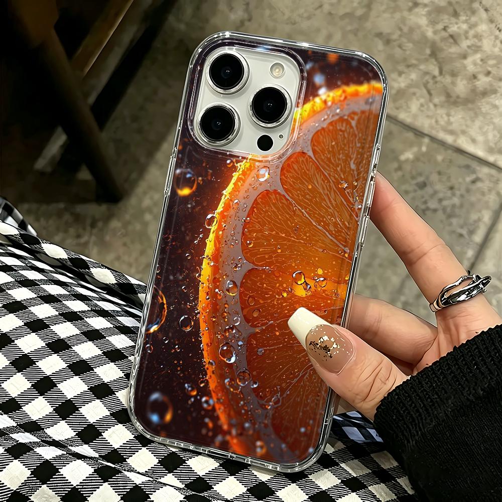 Oranges Flexible Shock Absorbing Phone Case For Iphone 12 11 Pro Max 17 Air 14 15 Plus 16 13 Slim Durable Anti Bump Shell