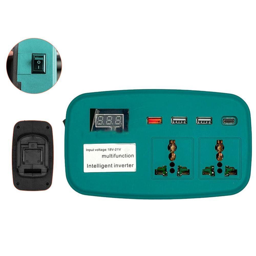 Compact Lithium Battery Inverter DC 21V To 220V High Power Battery Inverter with 4 USB Ports Smart Power Converter Transformer