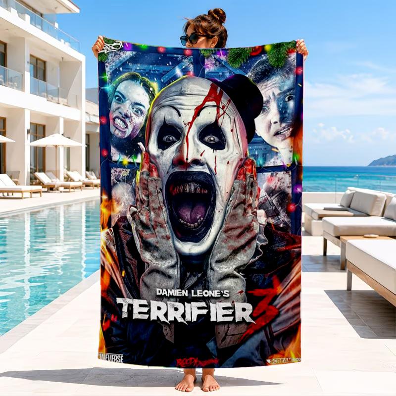 Clown Horror Beach Towel, Microfiber Beach Towel, Perfect For Pool, Beach, Travel, Home Decor Beach Party Fan gifts
