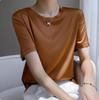 Damen Kurzarm Imitation Seide V-Ausschnitt T-Shirt - Weißes Satin Unterhemd Frühling/Sommer Top