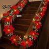 USB Operated Festive Lamps Christmas Poinsettia String Lights, 200/300cm Red Green Floral Garland, Battery/USB Bedroom Ambient Atmosphere Indoor